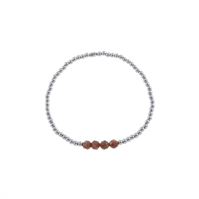 By Shir Armband kids edelstaal kraaltjes Goudsteen