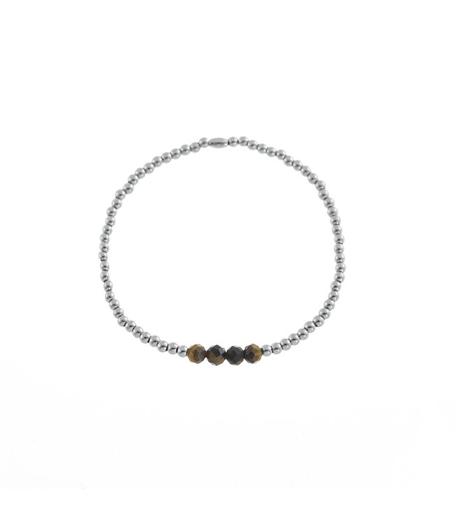 By Shir Armband Kinder Edelstahl Perlen Tigerauge