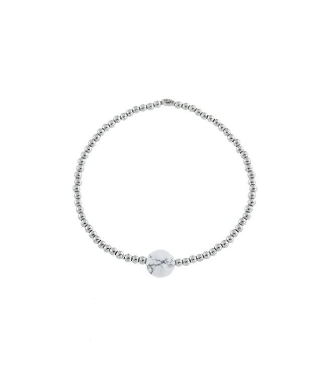 By Shir Armband für Kinder mit Edelstahlperlen und Howlit Edelstein