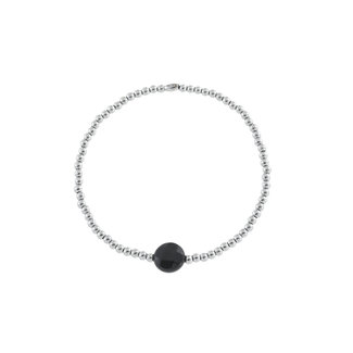 By Shir Bracelet kids beads gemstone Agate black stainless steel
