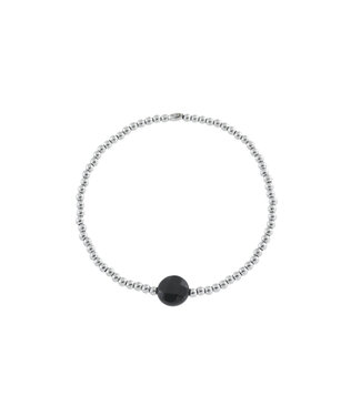 By Shir Bracelet kids beads gemstone Agate black stainless steel