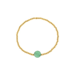 By Shir Armband kids kraaltjes edelstaal 14k verguld met edelsteen Agaat groen