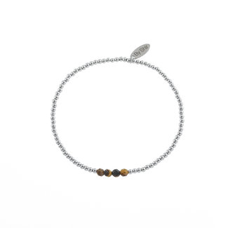 By Shir Armband kraaltjes edelstaal tussensteentjes Tijgeroog