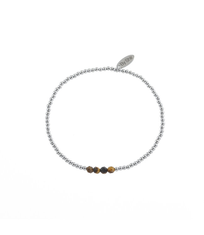 By Shir Bracelet beads stainless steel spacer stones Tiger's Eye