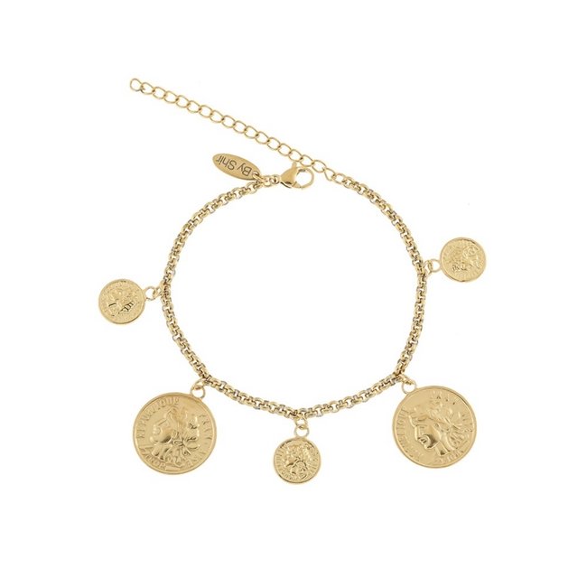 By Shir Armband edelstaal Muntjes goud
