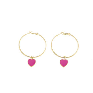 By Shir Oorbellen Luxe Hartje Roze