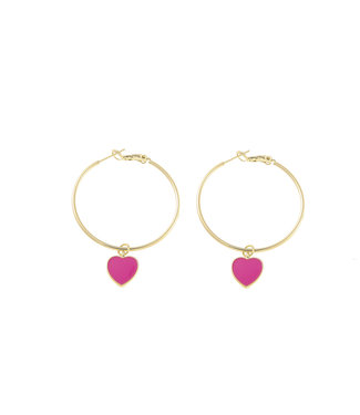 By Shir Earrings Luxury Heart Pink