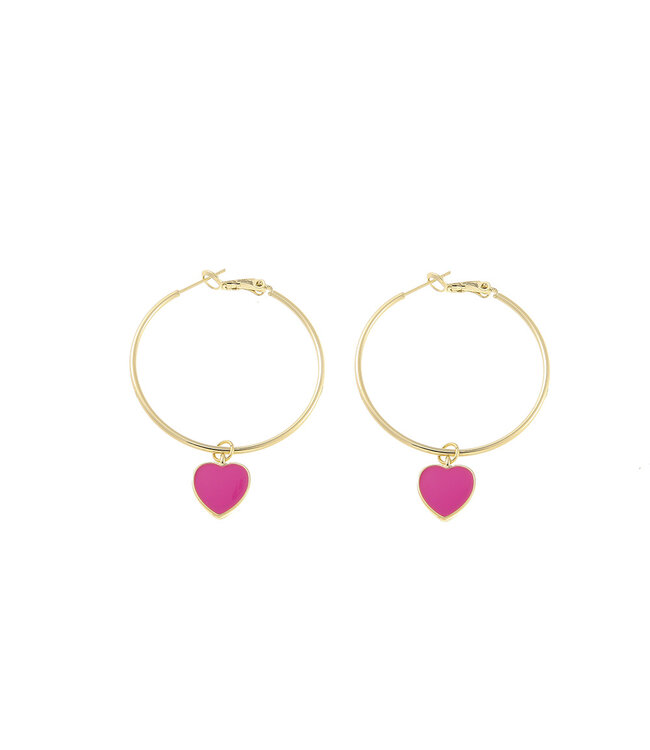 By Shir Earrings Luxury Heart Pink