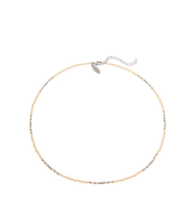 By Shir Ketting kort edelstenen oranje edelstaal