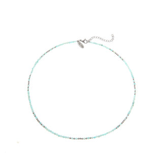 By Shir Kette mit kurzer Edelstein-Amazonit aus Edelstahl