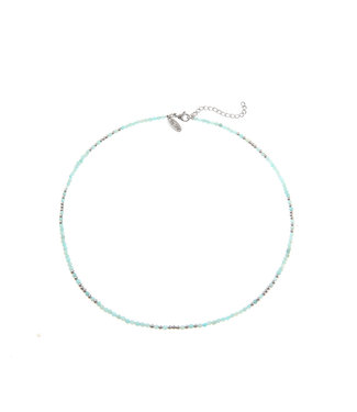 By Shir Ketting kort edelsteen Amazoniet edelstaal