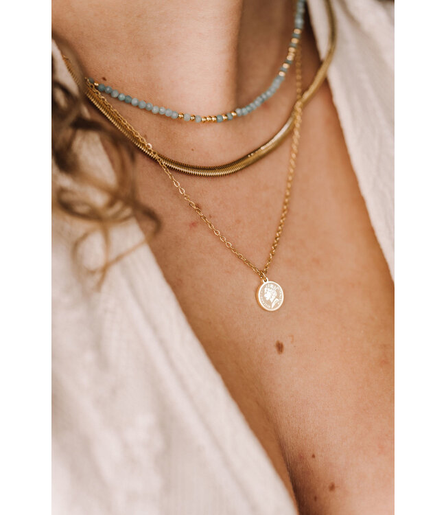 By Shir Necklace short gemstone Amazonite stainless steel