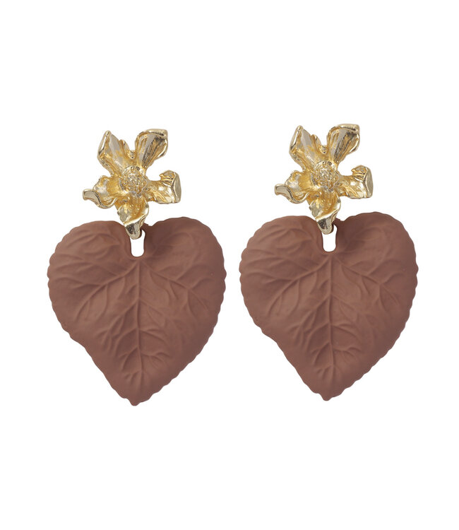 By Shir Earrings luxe leaf brown