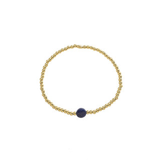 By Shir Armband kids kraaltjes met edelsteen Lasis Lazuli goud