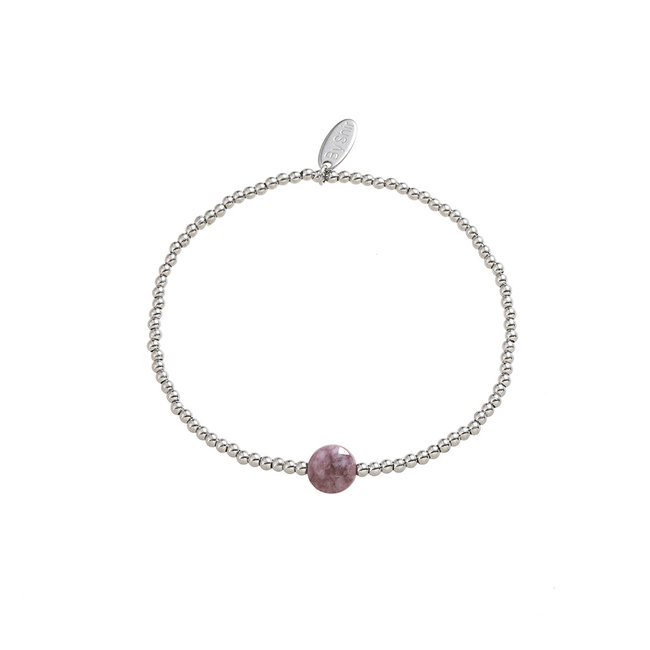 By Shir Armband mit Edelsteinkugeln Lepidolith