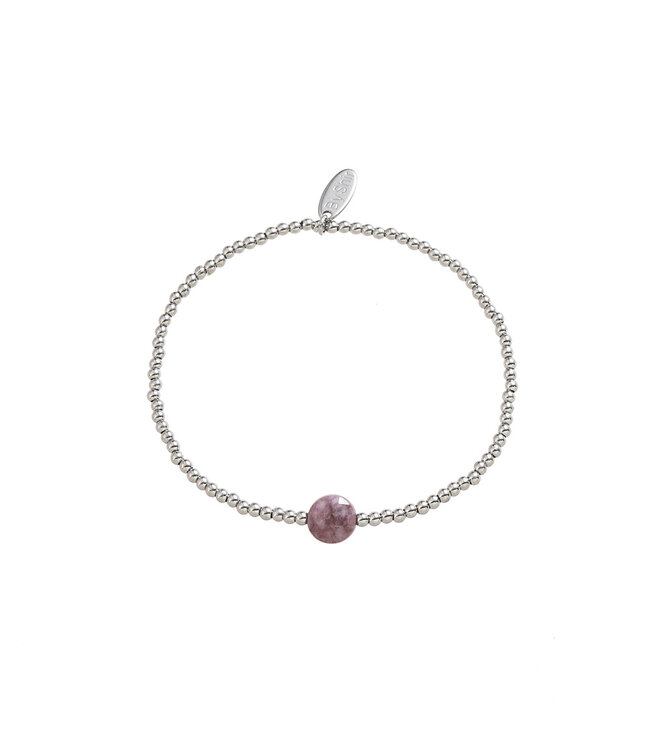 By Shir Armband kraaltjes edelsteen Lepidoliet
