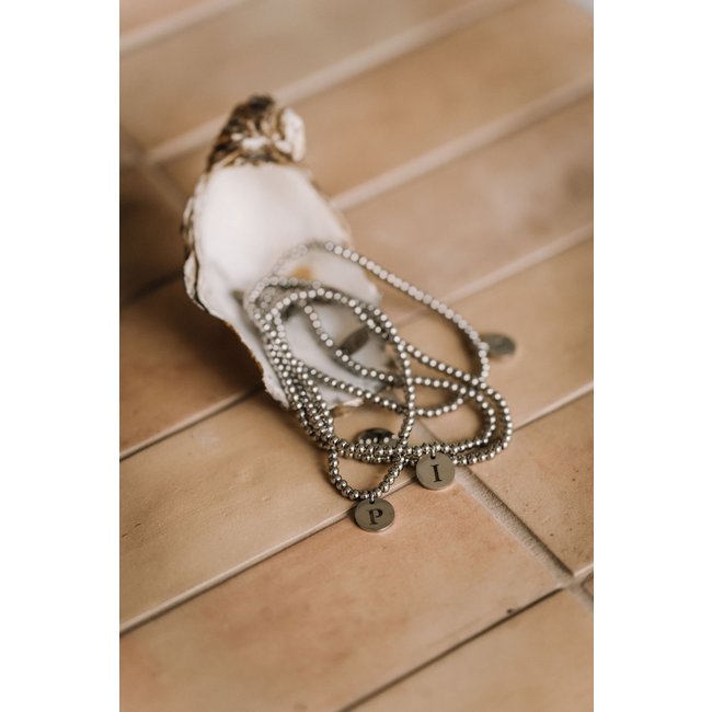 By Shir Armband Perlen mit Buchstaben Edelstahl
