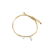 By Shir Armband silk koord champagne met letter edelstaal