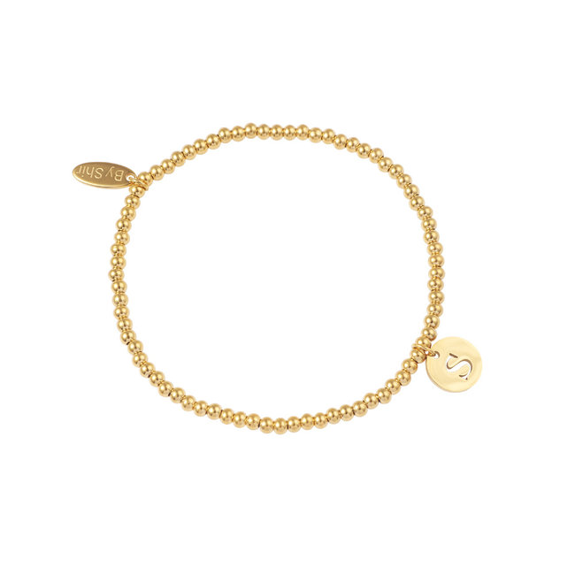 By Shir Armband Perlen mit Buchstaben Edelstahl (vergoldet)