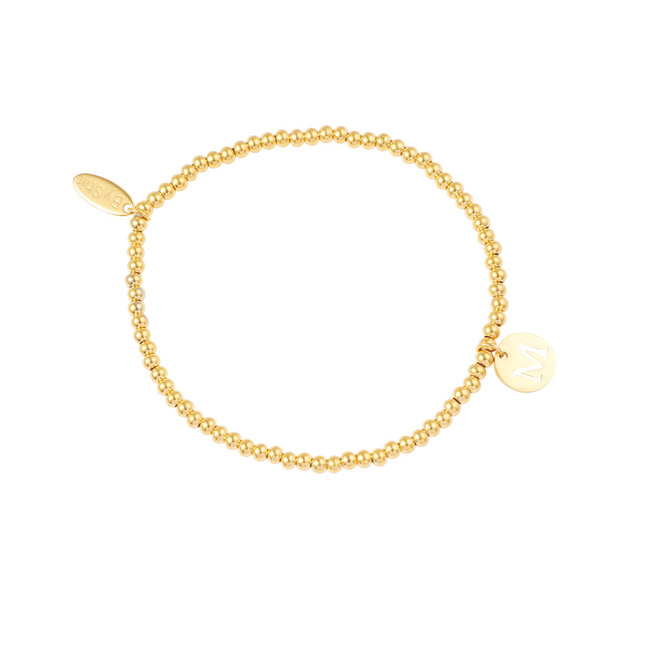 By Shir Bracelet beads with letter stainless steel (gold plated)