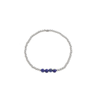 By Shir Armband für Kinder aus Perlen mit Edelsteinen Lapis Lazuli und Edelstahl