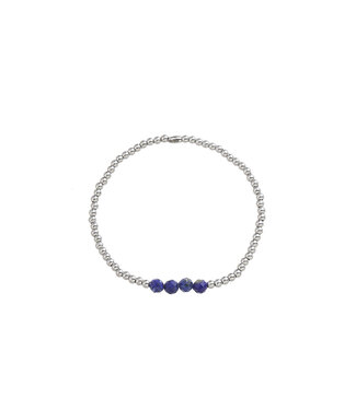 By Shir Armband für Kinder aus Perlen mit Edelsteinen Lapis Lazuli und Edelstahl