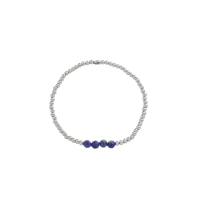 By Shir Armband für Kinder aus Perlen mit Edelsteinen Lapis Lazuli und Edelstahl