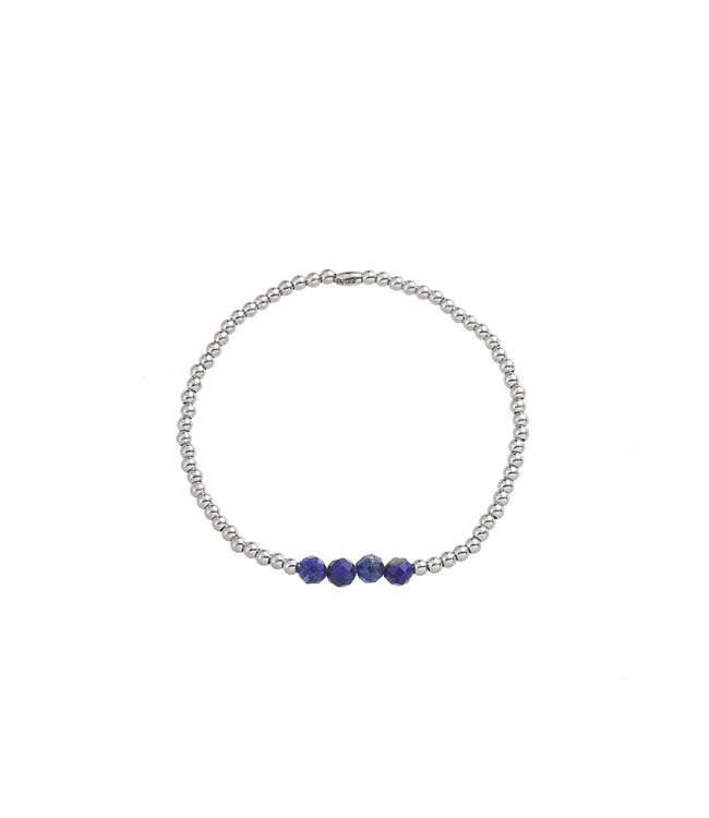 By Shir Armband für Kinder aus Perlen mit Edelsteinen Lapis Lazuli und Edelstahl