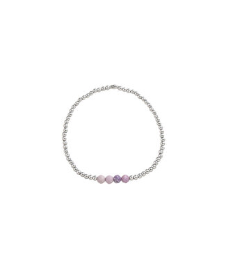 By Shir Armband kids kraaltjes met edelsteentjes Lepidoliet edelstaal