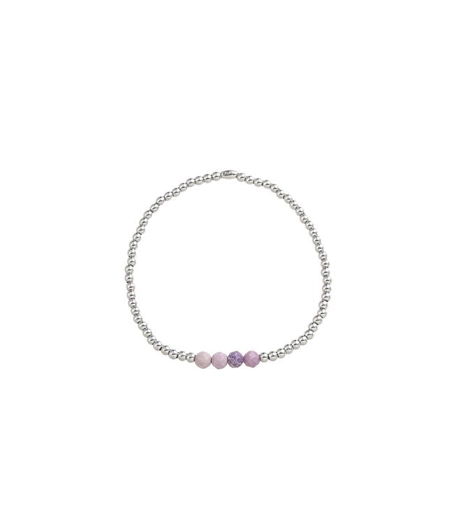 By Shir Armband für Kinder mit Edelsteinen Lepidolith aus Edelstahl