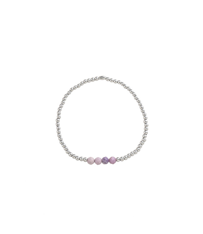 By Shir Bracelet kids beads with gemstones Lepidolite stainless steel