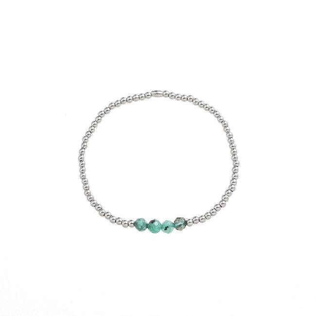 By Shir Armband kids kraaltjes met edelsteentjes Amazoniet edelstaal