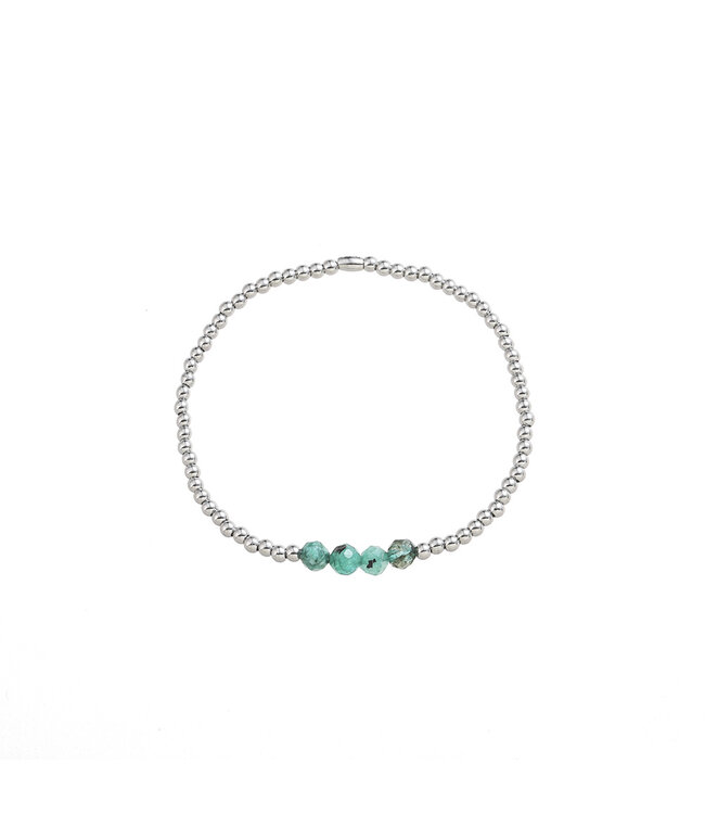 By Shir Children's bracelet with beads made of Amazonite gemstone and stainless steel