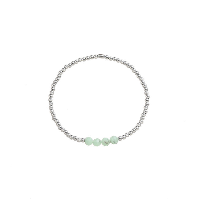 By Shir Armband kids kraaltjes met edelsteentjes Chrysopraas edelstaal