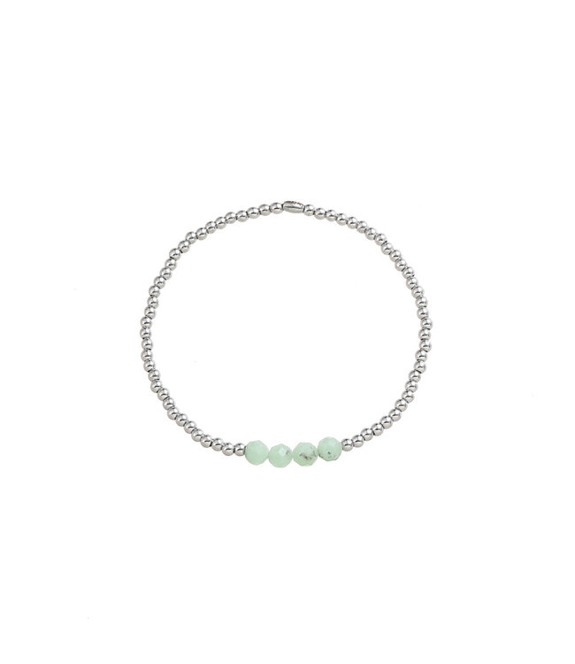 By Shir Armband kids kraaltjes met edelsteentjes Chrysopraas edelstaal