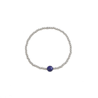 By Shir Armband kids kraaltjes met edelsteen Lapis Lazuli edelstaal