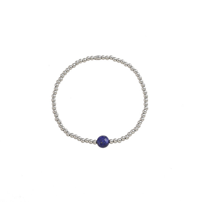 By Shir Armband kids kraaltjes met edelsteen Lapis Lazuli edelstaal