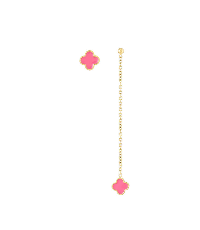 By Shir Earrings Luxury Clover Stud Coral