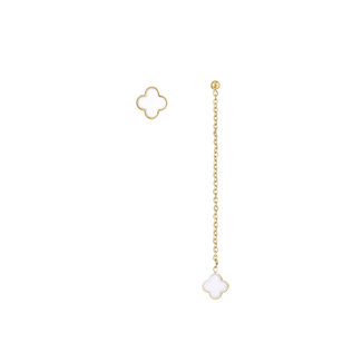 By Shir Oorbellen Luxe Klaver Stud Wit