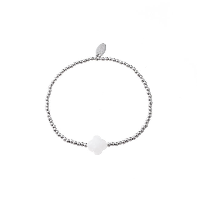 By Shir Armbandperlen Kleeblatt weiß