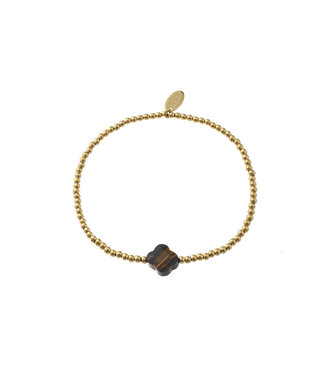By Shir Armband Perlen Kleeblatt Tigerauge