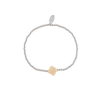 By Shir Armband kraaltjes Klaver Beige