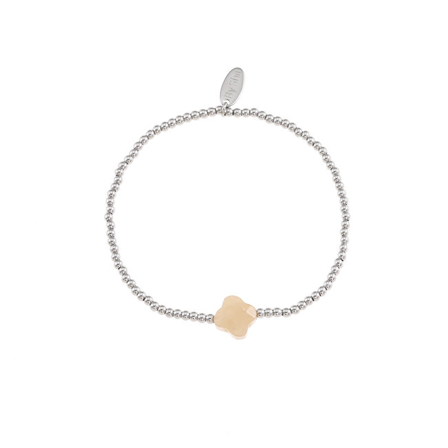 By Shir Armbandperlen Kleeblatt Beige