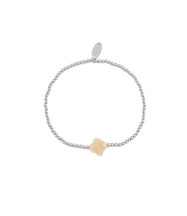 By Shir Armbandperlen Kleeblatt Beige