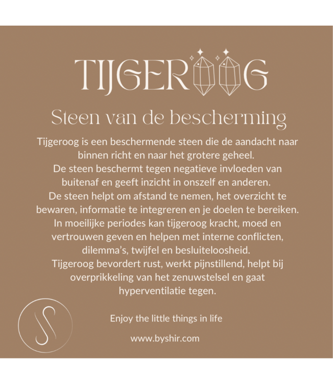 By Shir Armband edelsteen in doosje Tijgeroog