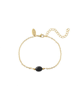 By Shir Armband edelsteen in doosje Agaat zwart