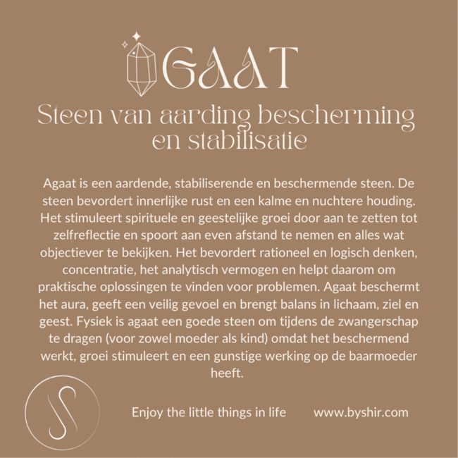 By Shir Armband edelsteen in doosje Agaat zwart