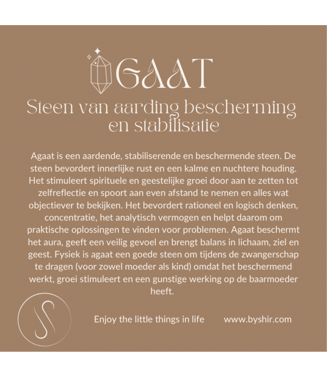 By Shir Armband edelsteen in doosje Agaat zwart