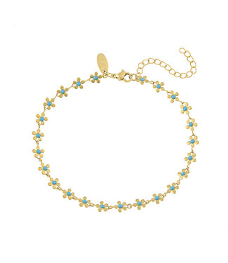 By Shir Enkelbandje Madelief blauw