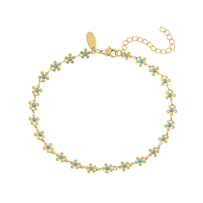 By Shir Enkelbandje Madelief blauw